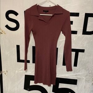 Ribbed Knit Dress in Mauve by LOVE TREE